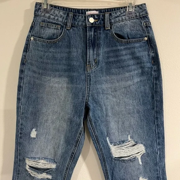 Pink Lily Distressed Blue Jeans size 26 relaxed fit casual wear with detail - Picture 4 of 9